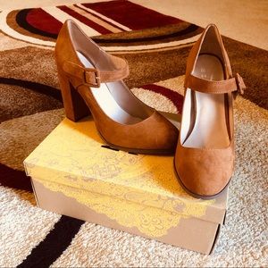 Mix No 6 Asuviel Cognac Brown Mary Jane Block Heel